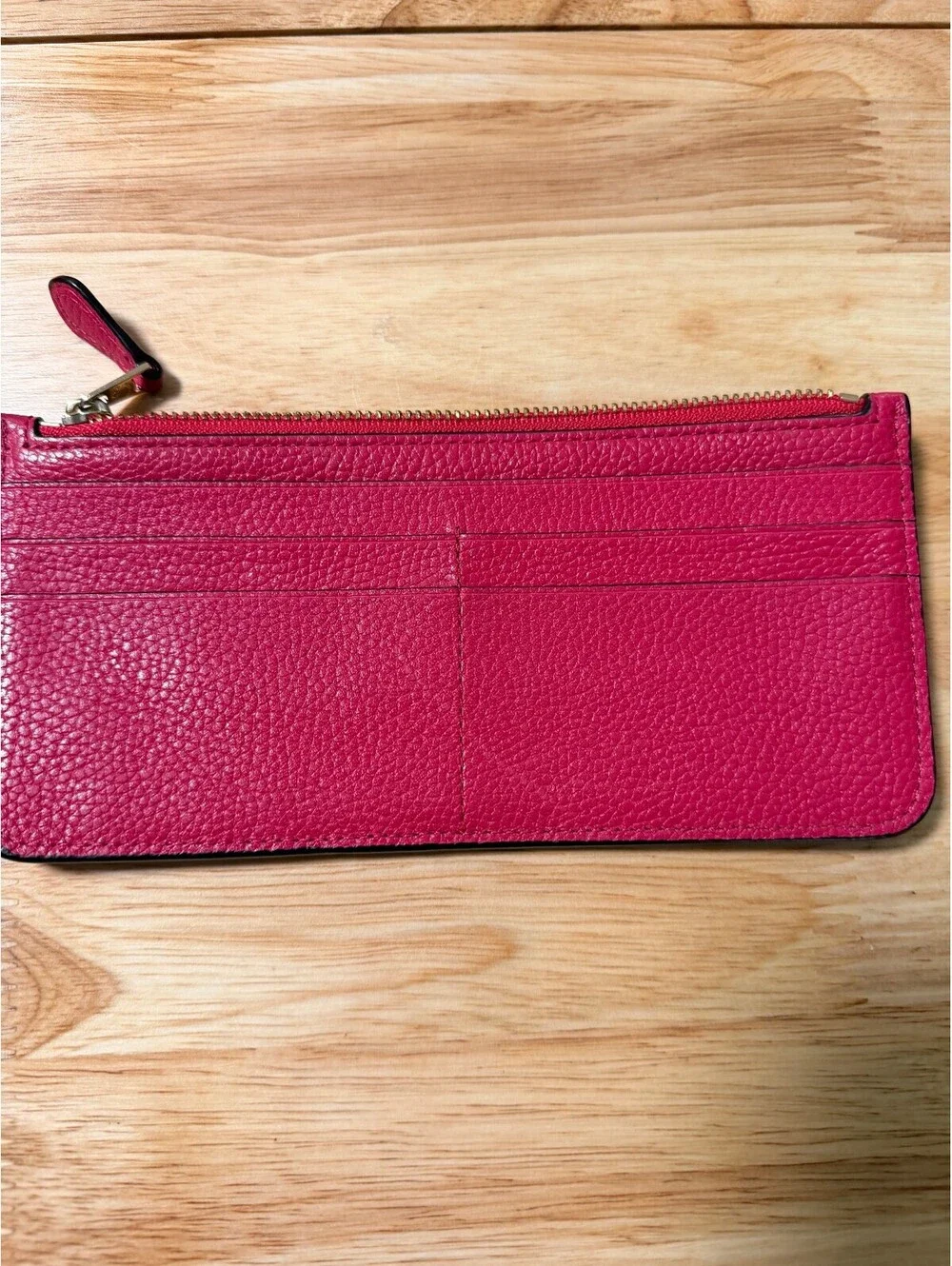 Coach Pink Leather Zip Wallet with Card Slots